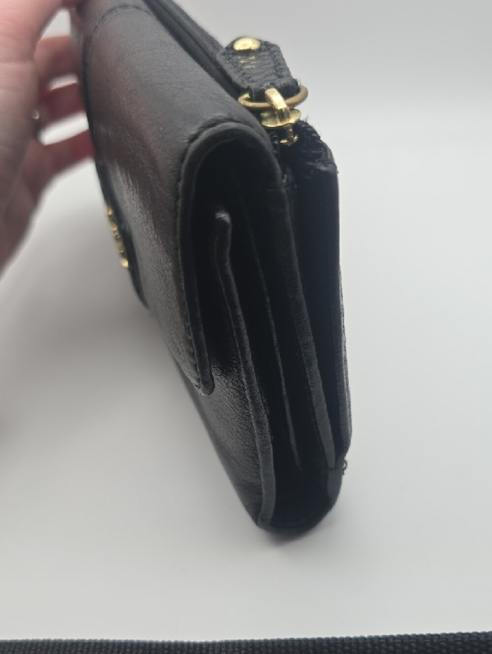 Coach Black Leather Wallet & Cheekbook Holder W/ Gold Hardware (GOOD/FAIR)✨️🖤✨️ - Picture 4 of 15